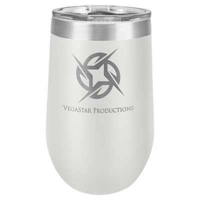 16 oz. White Vacuum Insulated Stemless Wine Glass w/ Lid