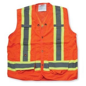 100% Polyester Mesh Orange Surveyor Vest w/Mesh Back
