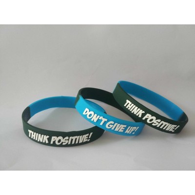 1/2" Embossed/Color Silicone Wristband