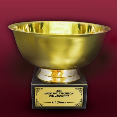 12" Gold revere bowl on marble base