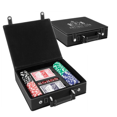 Leatherette Poker Set (Black/Silver)