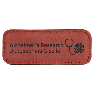 Rose Laserable-Leathette 1-1/4"H Rounded-Square Badge w/Magnet