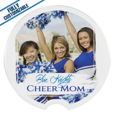 Gloss White Ceramic Full Color Car Coaster (2.5")