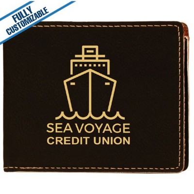 Black & Gold Leatherette - Bifold Wallet