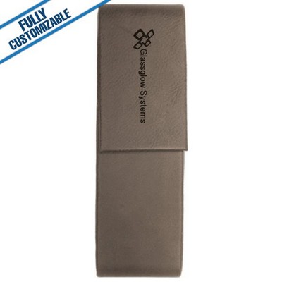 Gray Leatherette - Double Pen Case