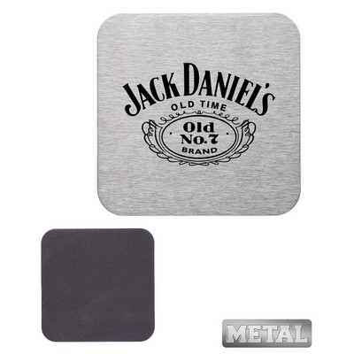 Union Printed - 4" Square Stainless Steel Metal Coasters with 1-Color Print