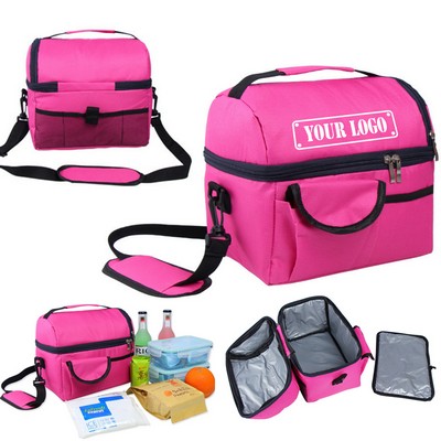 Double Deck Reusable Lunch Pail Cooler Bag