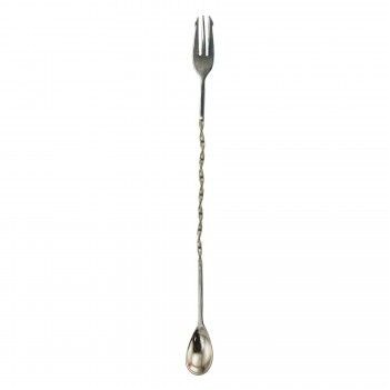 Stainless Steel Muddler Bar Spoon w/Trident Fork