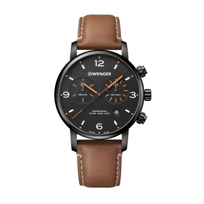 Urban Metropolitan Chrono Black Dial Leather Strap Watch