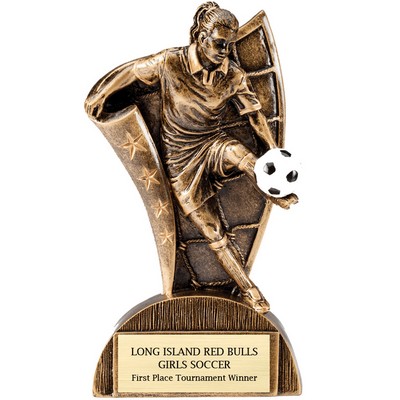 6 ½" Female Soccer Flag Resin Trophy