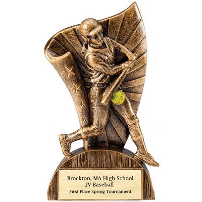 6 ½" Female Softball Flag Resin Trophy