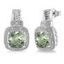 Jilco Inc. Cushion Cut Green Amethyst & Diamond Earrings
