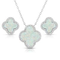 Jilco Inc. Clover Opal Earring & Necklace Set