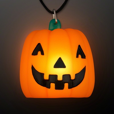 Light Up Orange Pumpkin Necklaces - BLANK