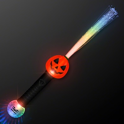 Fiber Optic Light Up Pumpkin Wands 15" - PRINTED