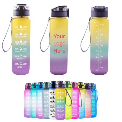 Motivational 32oz Water Bottle with Time Marker & Straw