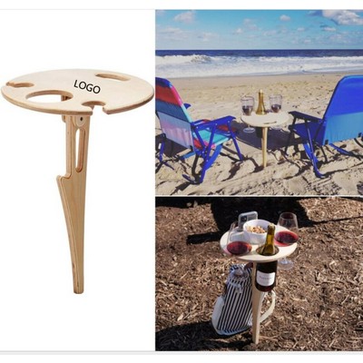 Portable Folding Wood Wine Table