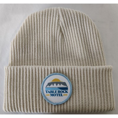 Ribbed Cuffed Beanie with Sublimated Patch