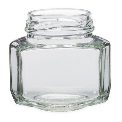 3.7 oz Clear Glass Oval Hexagon Jars (Gold Lug Cap)