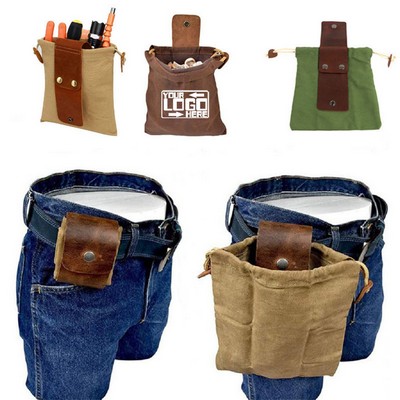Camping Outdoor Foldable PU Leather Canvas Foraging Bag