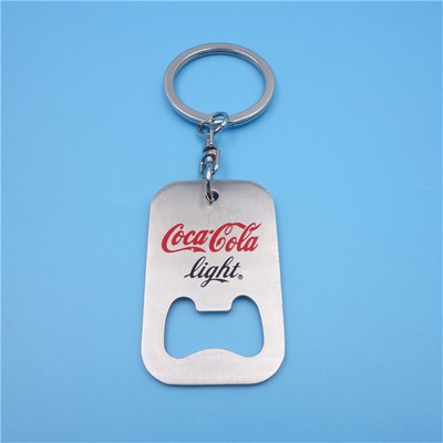 Full Color Rectangle Keychain With Bottle Opener