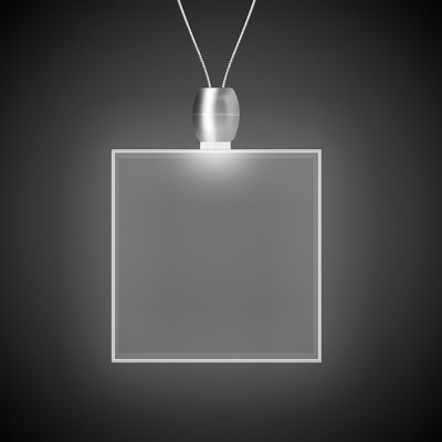24" White Square Light-Up Pendant Necklace(Laser Engraved)