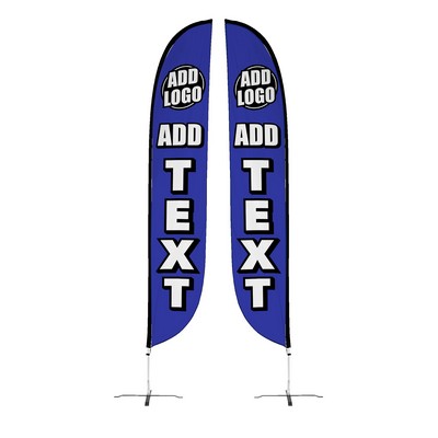 Custom Double Sided 14' Feather Flag w/ X-Stand Pole Set