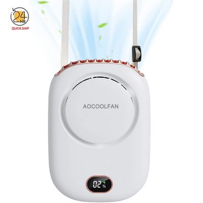 2000 mAh Portable Neck Fan, Mini Hanging Neck Fan with Adjustable Lanyard and Bracket,