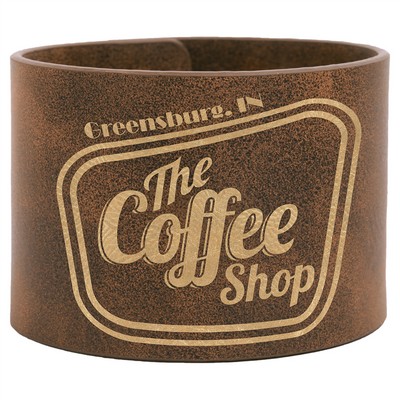 9 1/2" x 2" Rustic/Gold Leatherette Cuff Bracelet