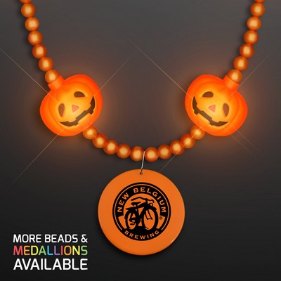 LED Pumpkin Light Beads, Halloween Jewelry with Medallion - PRINTED