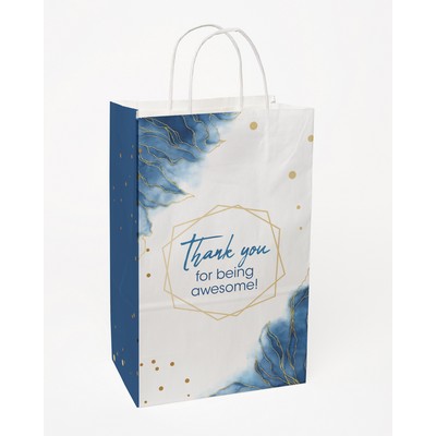 Full Color White Handle Shopper Paper Bags (8.5" x 13.375" x 5")
