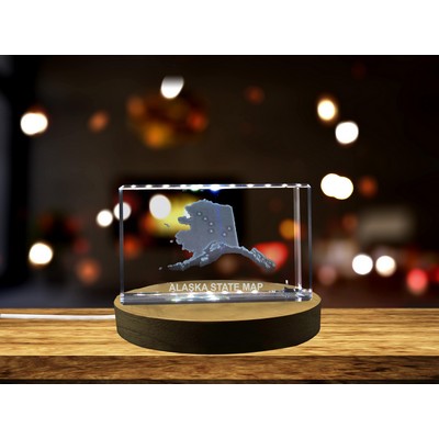 Alaska 3D Engraved Crystal Trophy Award w/LED Base Light - Elegant Decor