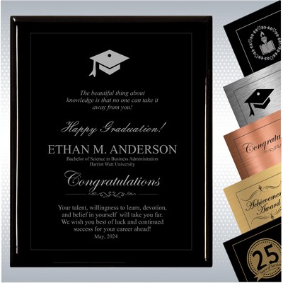 Black Piano Finish Wood Plaque Graduation Gift (12" x 15")