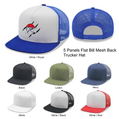 5 Panel Flat Bill Snapback Trucker Cap