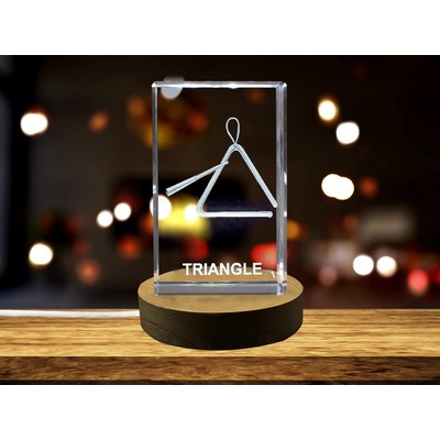 Triangle 3D Engraved Crystal Trophy Award - Collectible Decor