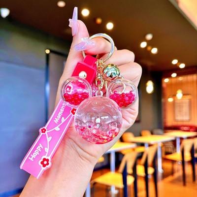 Red Mickey Head keychain with colored piece beads