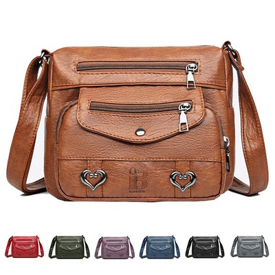 Large Capacity PU Leather Cross-Body Bag for Women