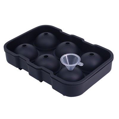 6-Cavity Silicone Ice Sphere Mold With Funnel