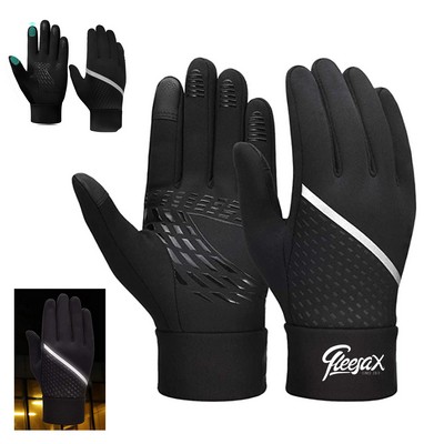 Touch Screen Riding Gloves With Reflective Stripe