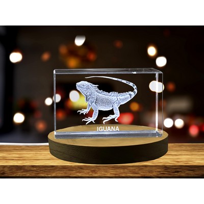 Graceful Iguana Trophy Award - Crystal Carvings w/LED Base Light
