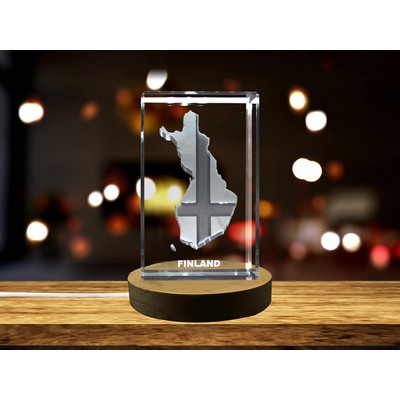 Finland 3D Engraved Crystal Trophy Award w/LED Base Light
