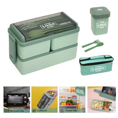 Dual Layer Bento Box w/Utensils & Insulated Bag