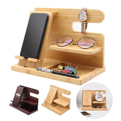 Wood Phone Docking Station Desk Organizer