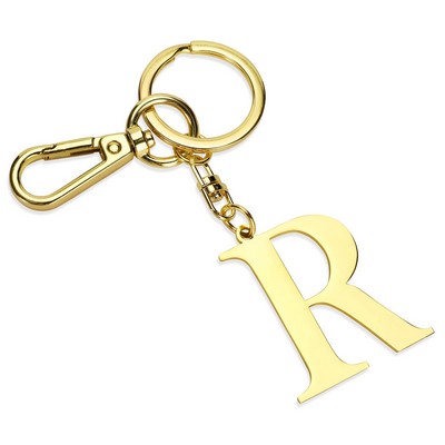Gold Letter R Keychain Metal Keychain Initial Keychain
