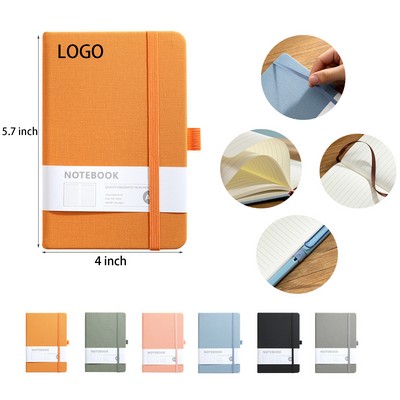 A6 hardcover PU leather notebook with pen holder