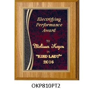 Oak Plaque 8" x 10" - Red/Gold - 6" x 8" Patina Marble Plate