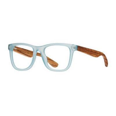 Seaglass Eco-Sustainable Matte Light Blue/Wood Reading Glasses