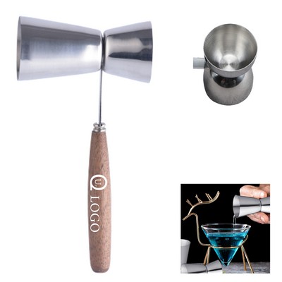 1.7Oz/0.85Oz Double Measuring Cup W/ Wood Handle