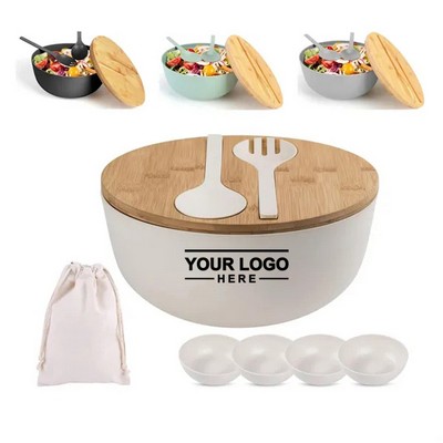 9.8" Bamboo Fiber Salad Bowl with Lid