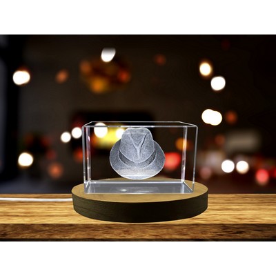 Fedora Hat 3D Crystal Trophy Award